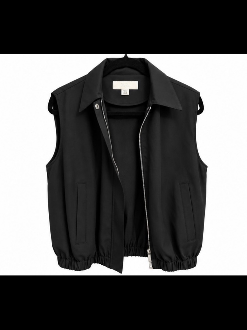 Zara Black Sleeveless Zip-Front Vest